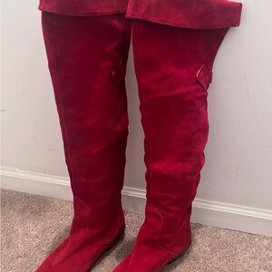 Women’s Red Over-the-Knee Suede Boots